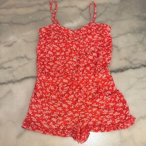 Free People Red Floral Romper